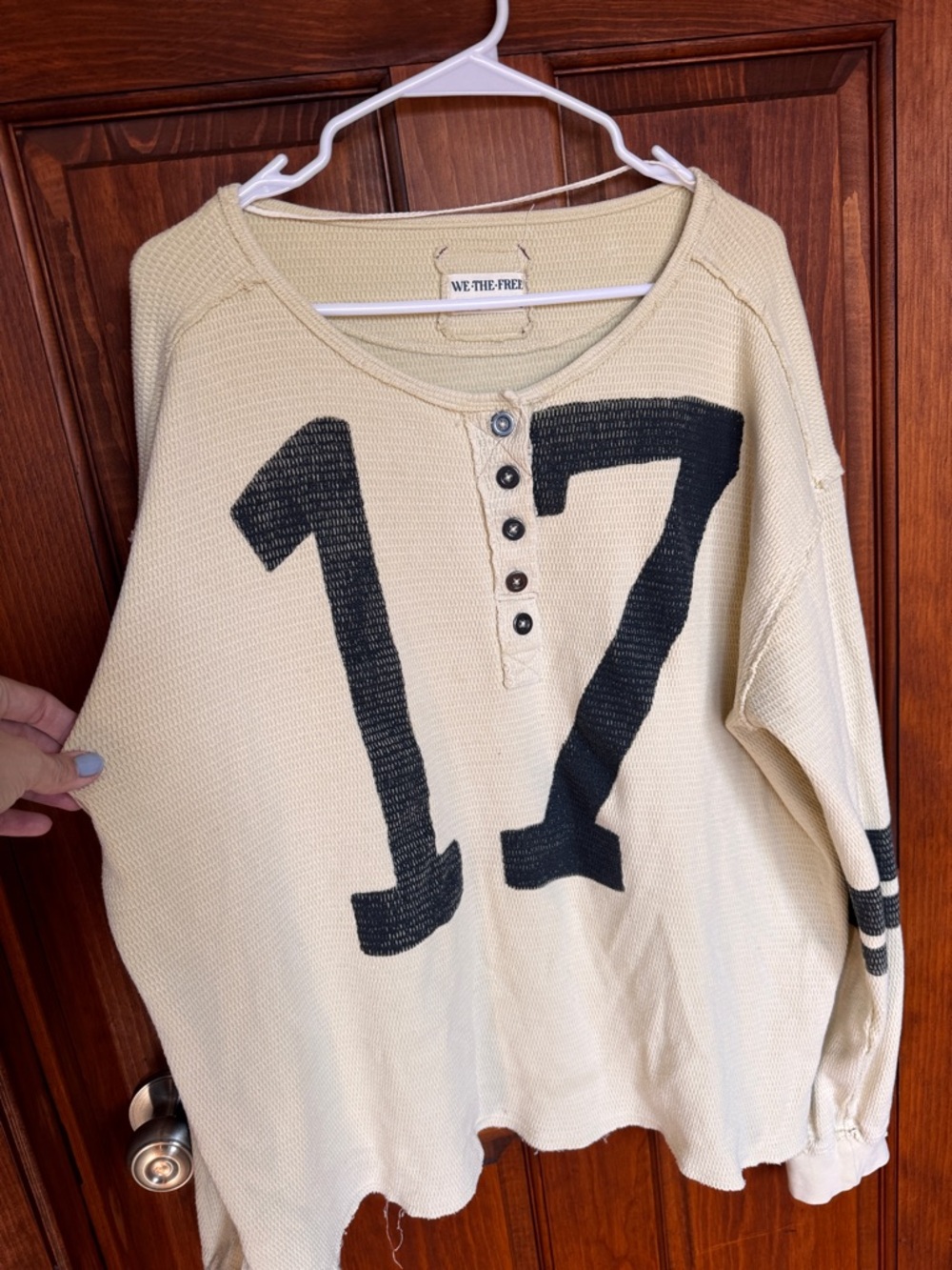 We The Free Beige Number 17 Henley Sweatshirt - Picture 8 of 10